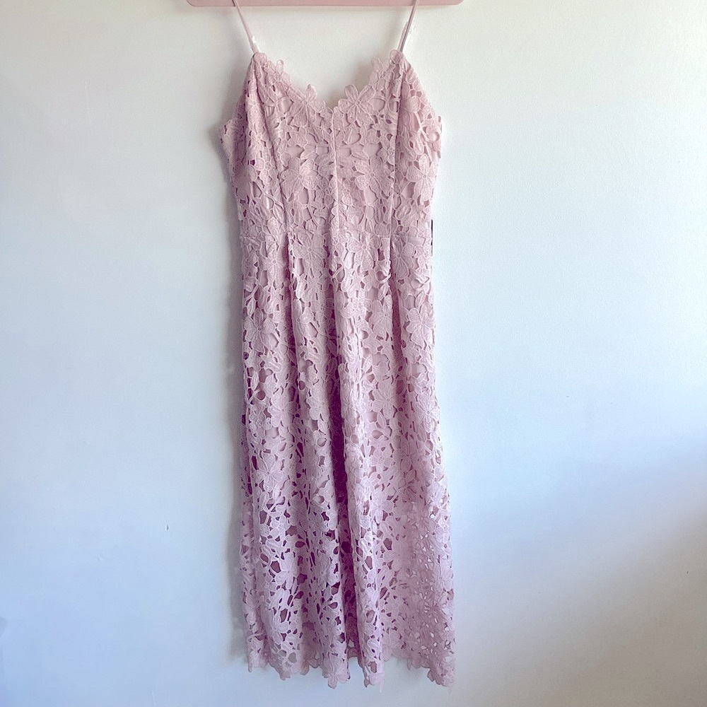 Express Pink Floral Lace Midi Dress NWT
